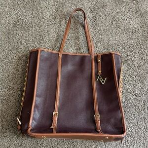 Brown Faux Leather Shoulder Bag
